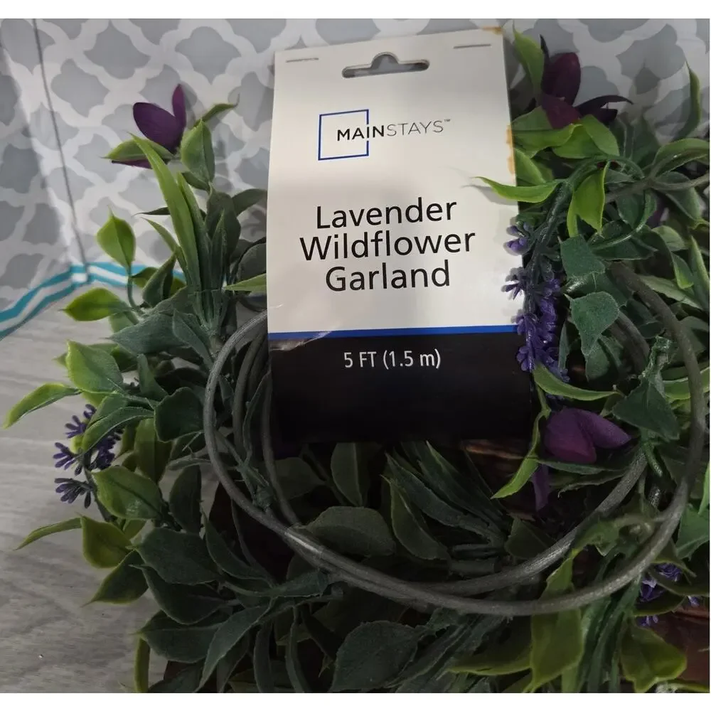 Mainstays Lavender Wildflower Garland 5 Ft Artificial Purple Floral Decor 2 pack